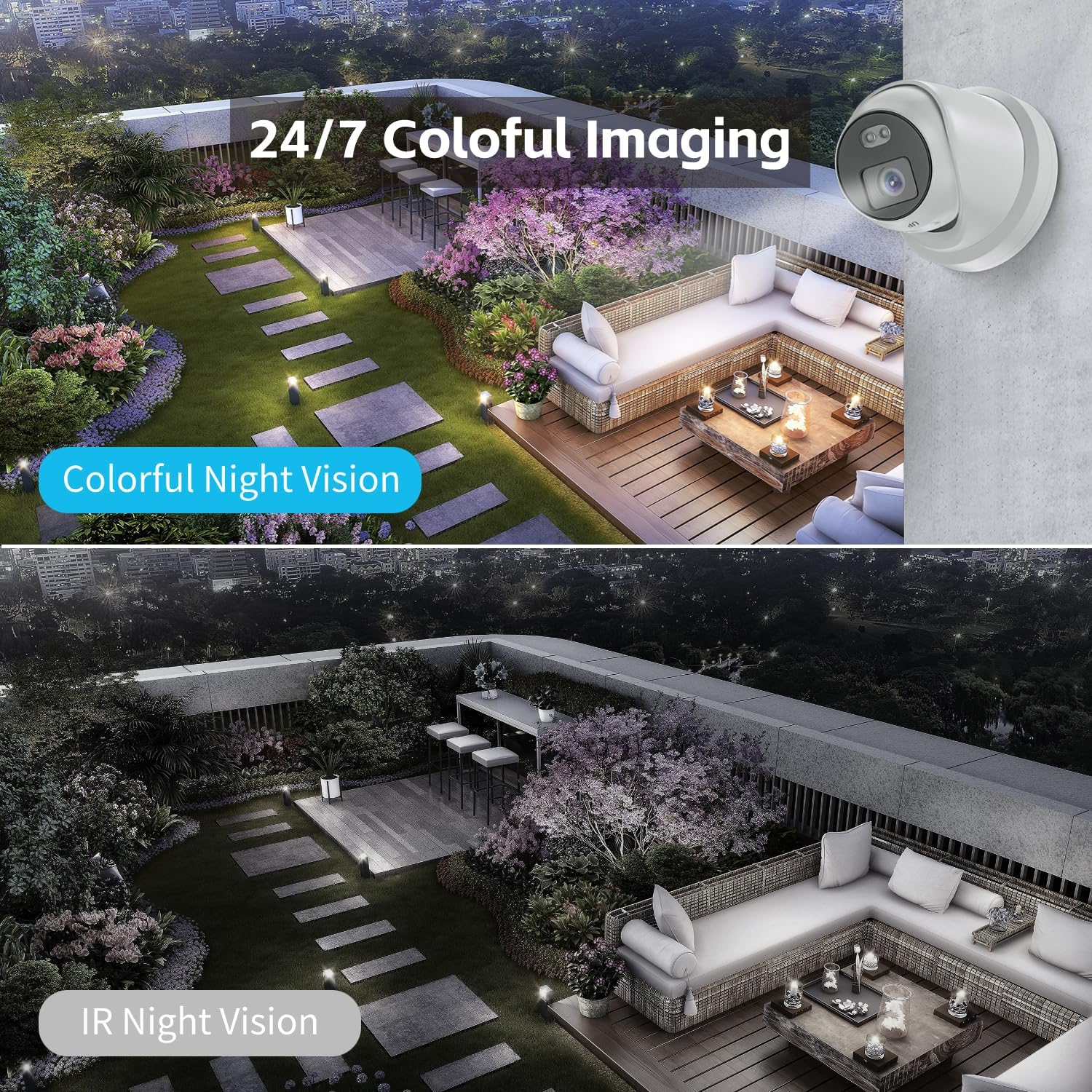 8MP Smart Color Turret Security Camera, True WDR, Compatible with Hikvision DS-2CD2387G3-LI2UY
