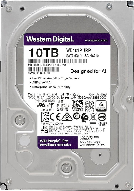 WD 10TB Purple HDD Surveillance OEM Internal Hard Drive WD101PURX